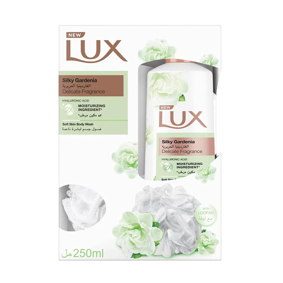 Lux Shower Gel with Bath Loofah, Gardenia Flower, 250ml