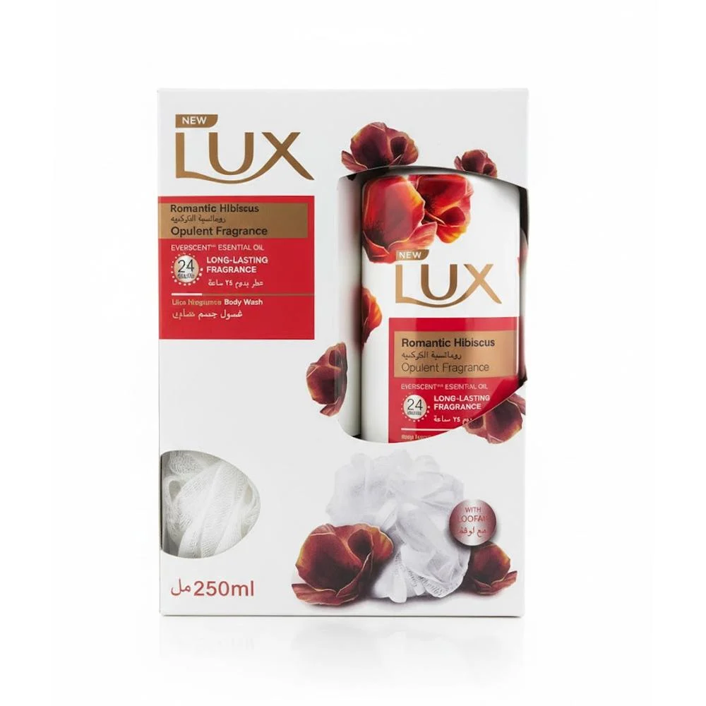 Lux Shower Gel with Romantic Hibiscus Bath Loofah 250ml