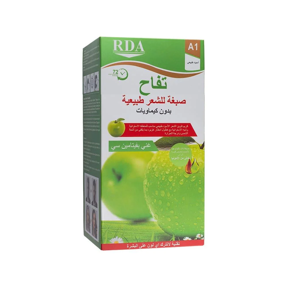 صبغة شعر طبيعية بلون أسود بخلاصة التفاح، خالية من الكيماويات، 1000 مل من RDA