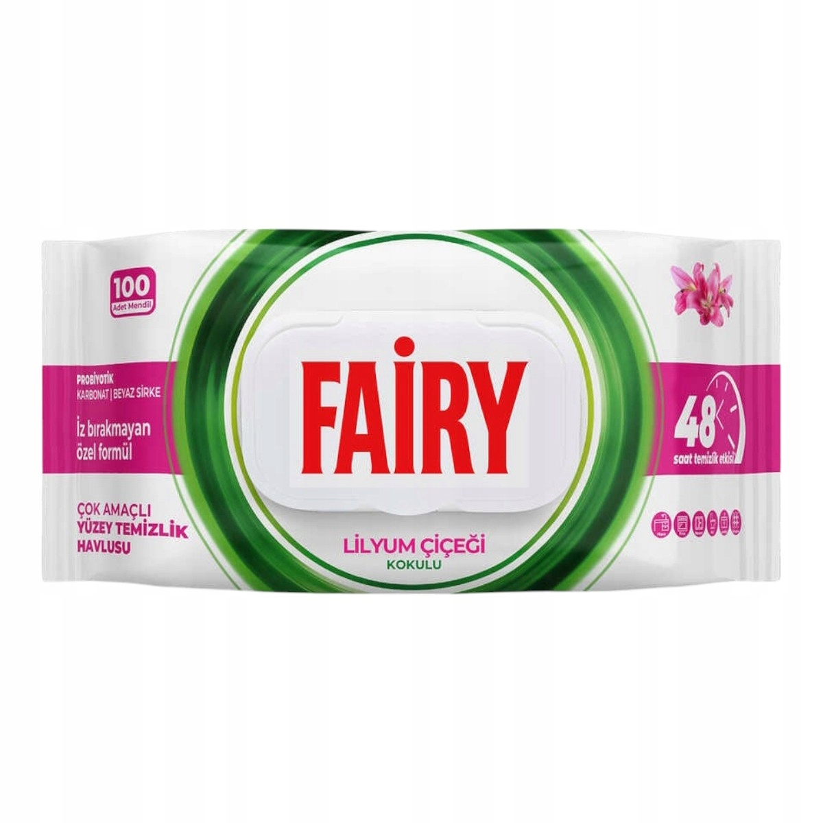 Fairy Wet Wipes for Surfaces and Floors, Lily Flower Scent – ​​1 Pack x 100 Wipes