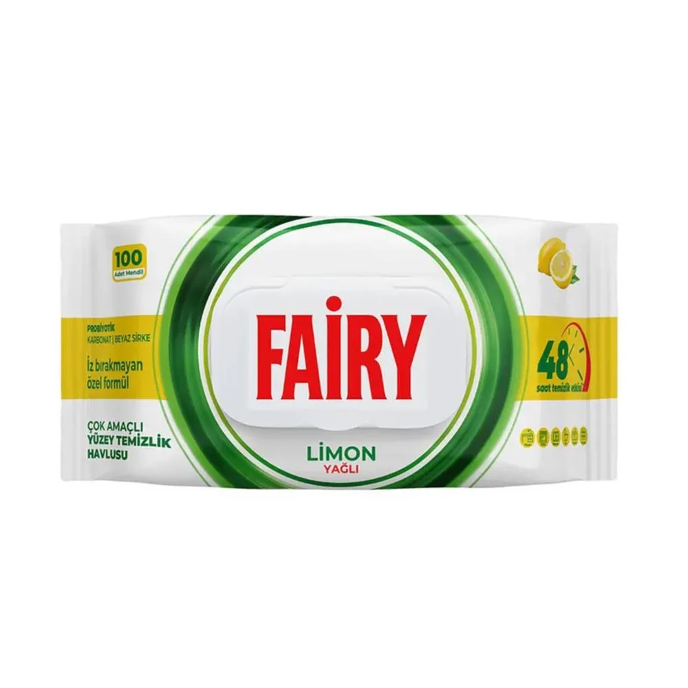 Fairy Wet Wipes for Surfaces and Floors, Lemon Scent – ​​1 Pack x 100 Wipes