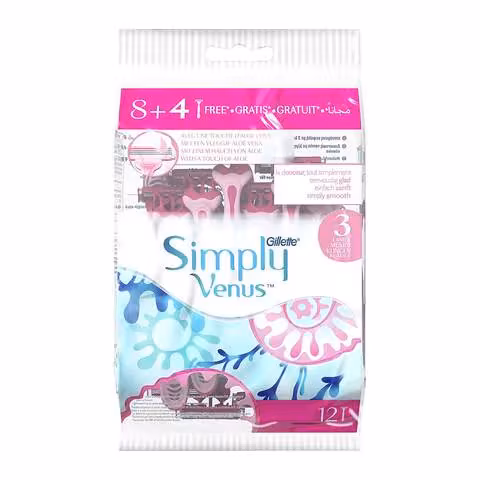 Gillette Simply Venus 2 Women's Disposable Razor Blades 8+4 Free