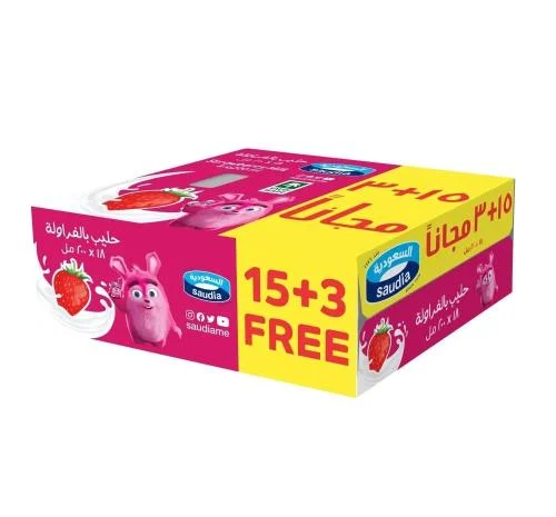 كرتون حليب السعودية بالفراولة 200مل * 18 حبة