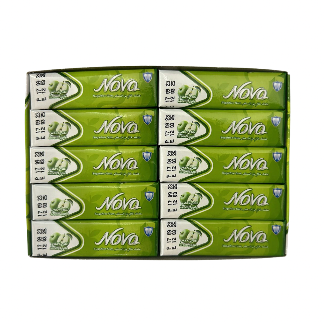 علك نوفا بالتفاح الاخضر خالي من السكر 20*230 جرام