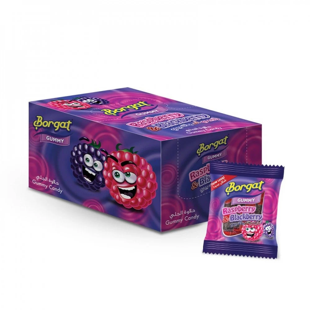 بورقات حلاوة جلي بنكهة التوت راز بيري بلاك بيري علبة24*12ج