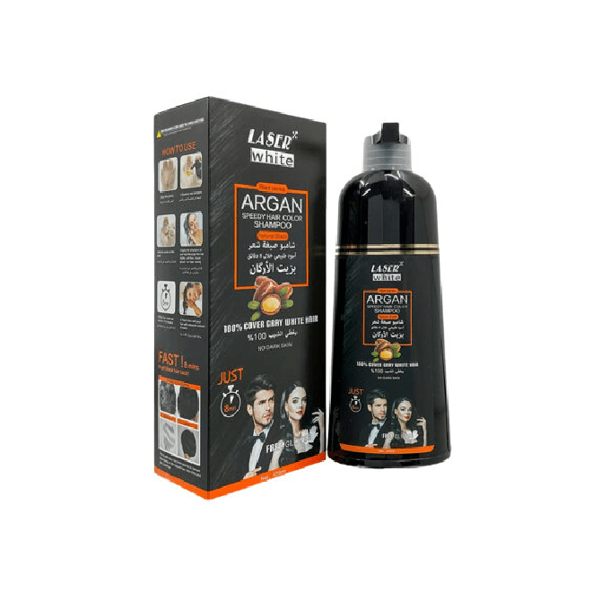 شامبو صبغة شعر بزيت الارجان من ليزر وايت - اسود طبيعي - 450 مل