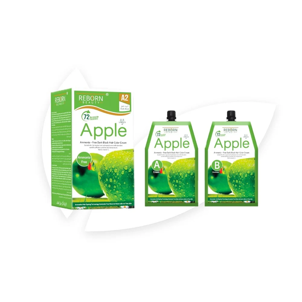 صبغة شعر ابل بتغطية 100% للشعر الاسود الغامق من ريبون، لون اسود غامق 500+ 500 مل