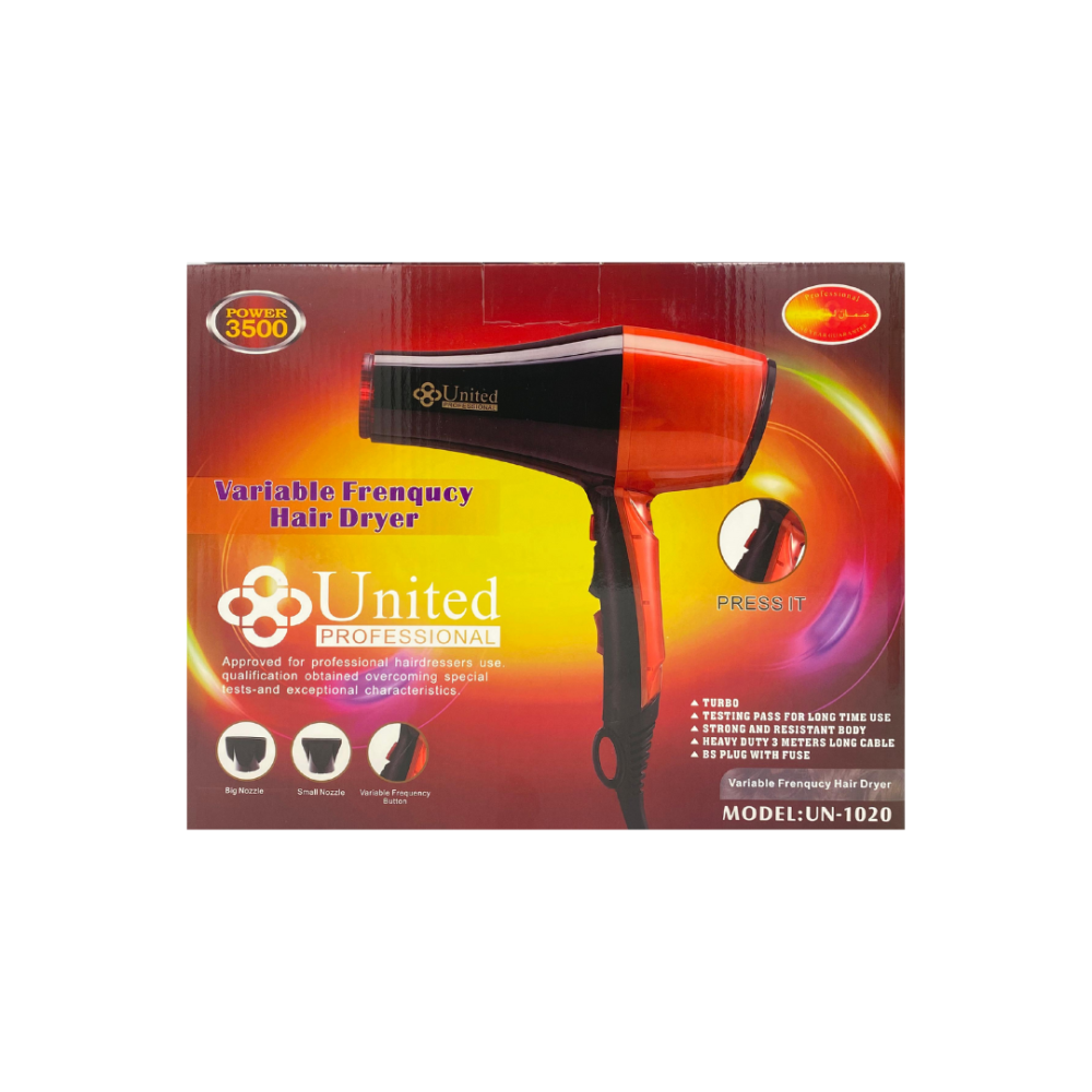 مجفف شعر احترافي 2300 واط من يونايتد - موديل Z-UN-1020