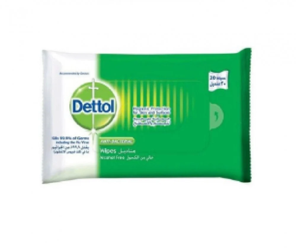ديتول - مناديل للبشرة مضادة للبكتيريا ، الاصلية، 20 منديل