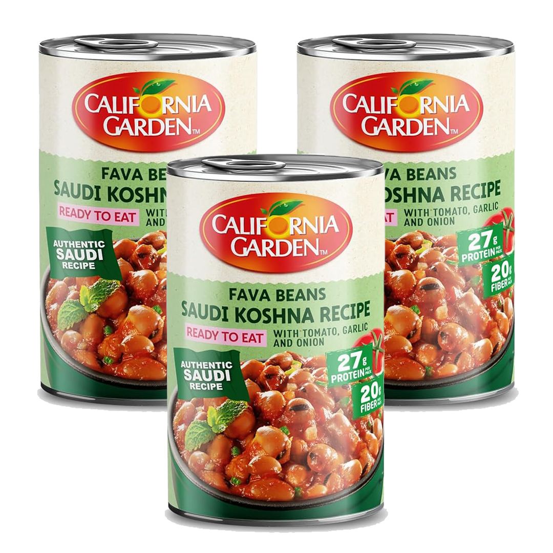 عرض 3 علب فول مدمس حدائق كاليفورنيا بخلطة الكشنة  السعودية(450 جم للعلبة)