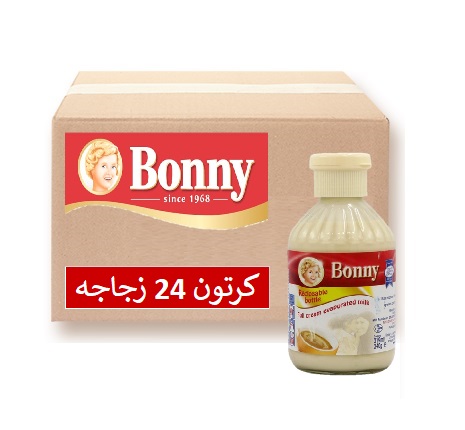 Carton of Boni full cream evaporated milk bottles, 24 x 170ml