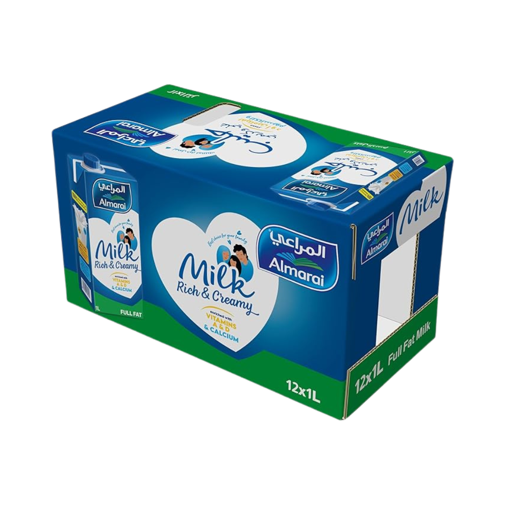 Almarai full-fat long-life milk carton, 12 x 1 liter